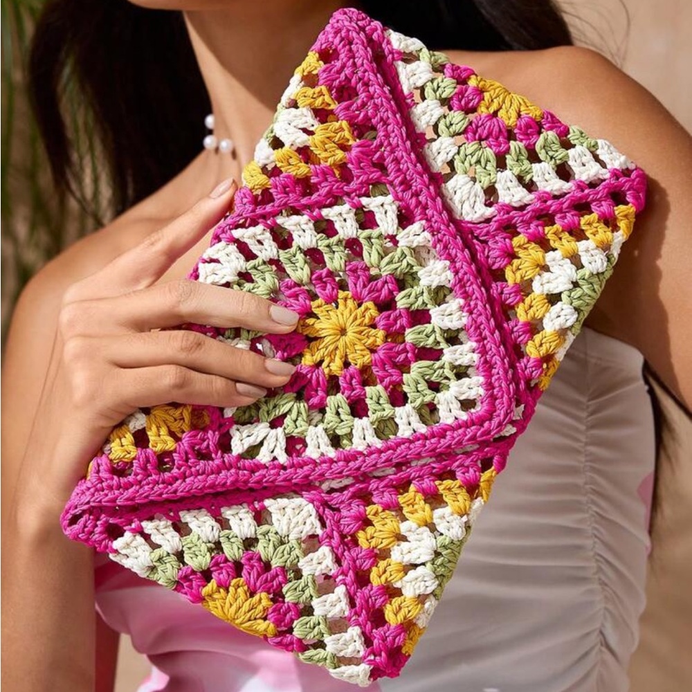 Bright Colorful Crochet Clutch - Picture 6 of 11
